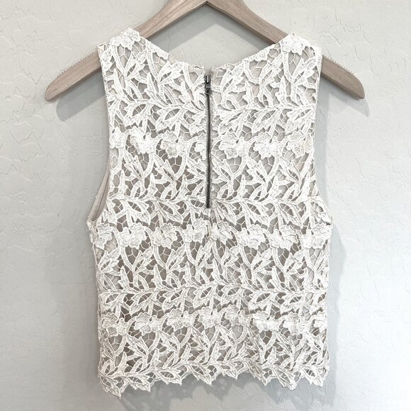 Alice + Olivia SET Mini Skirt SZ: 2 & Top SZ XS Ivory Cream Guipure Lace - Picture 6 of 14
